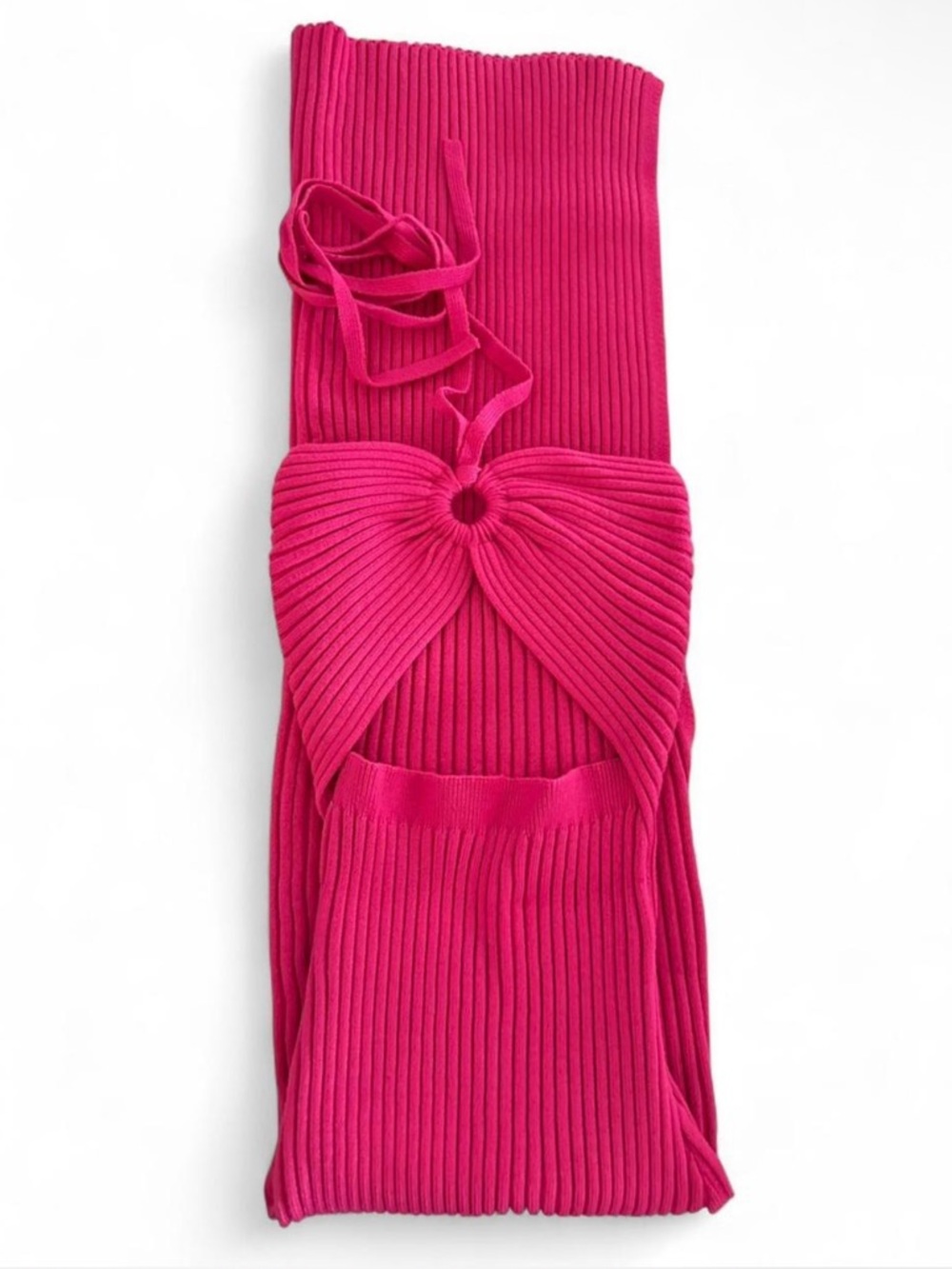 Lulu's Hot Pink Ribbed Knit Dress
